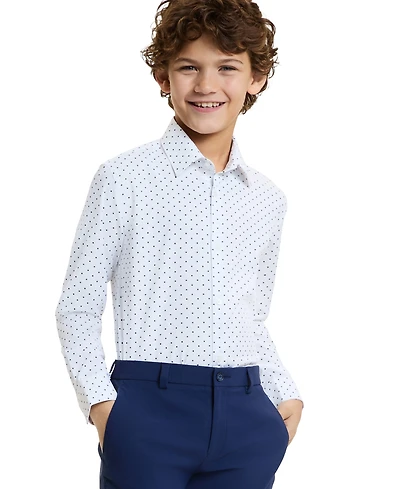 Michael Kors Boys' 8-20 Spead Collar Arrow Print Shirt