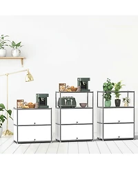 Mega Casa 3-Tier Storage Cabinet Metal Shelving Unit – Multi-Functional Kitchen Organizer, White