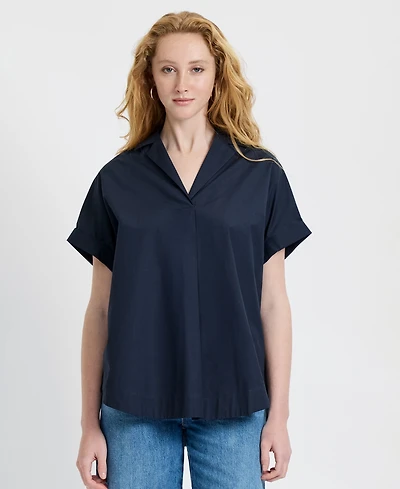 French Connection Women's Poplin Collared Top