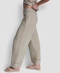 Dkny Jeans Petite High Rise Pull-On Wide Leg Ankle Pants