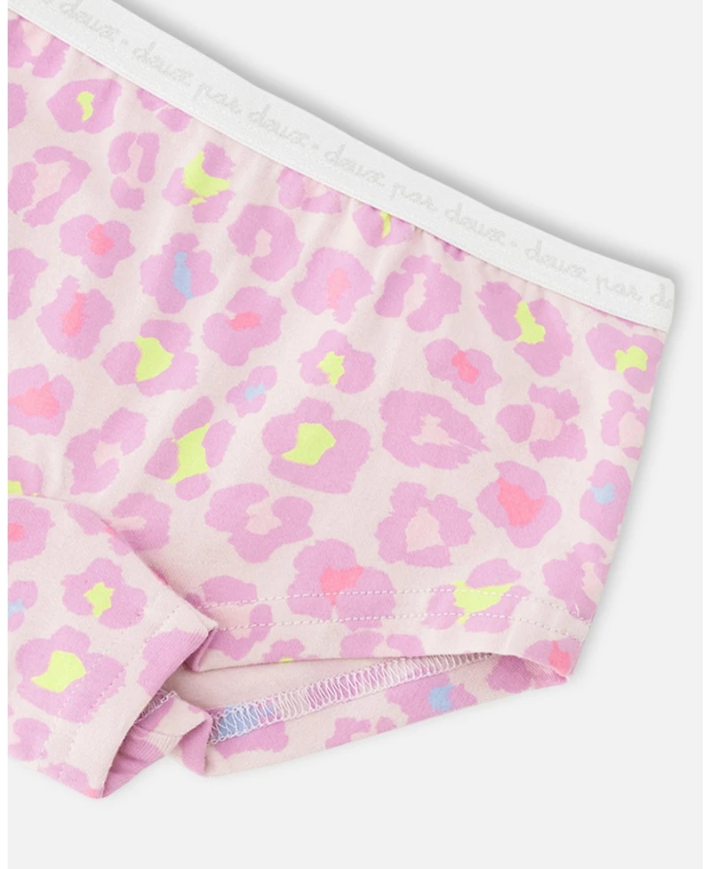 Deux par Big Girl's Cotton Boyshort Panty Purple Animal Print