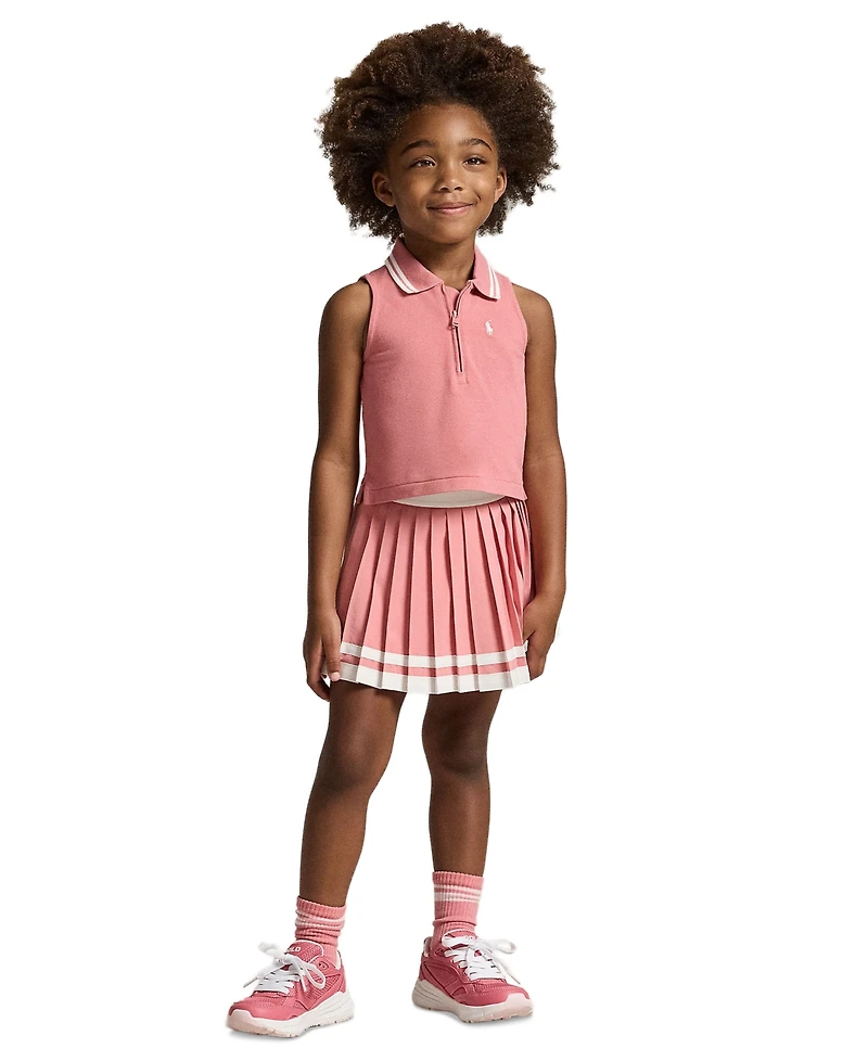 Polo Ralph Lauren Girls' 2-6X Stretch Mesh Half-Zip Boxy Shirt