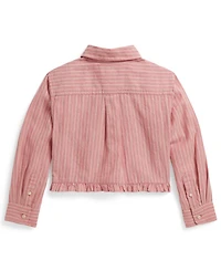 Polo Ralph Lauren Girls' 2-6X Striped Point Collar Ruffled Shirt