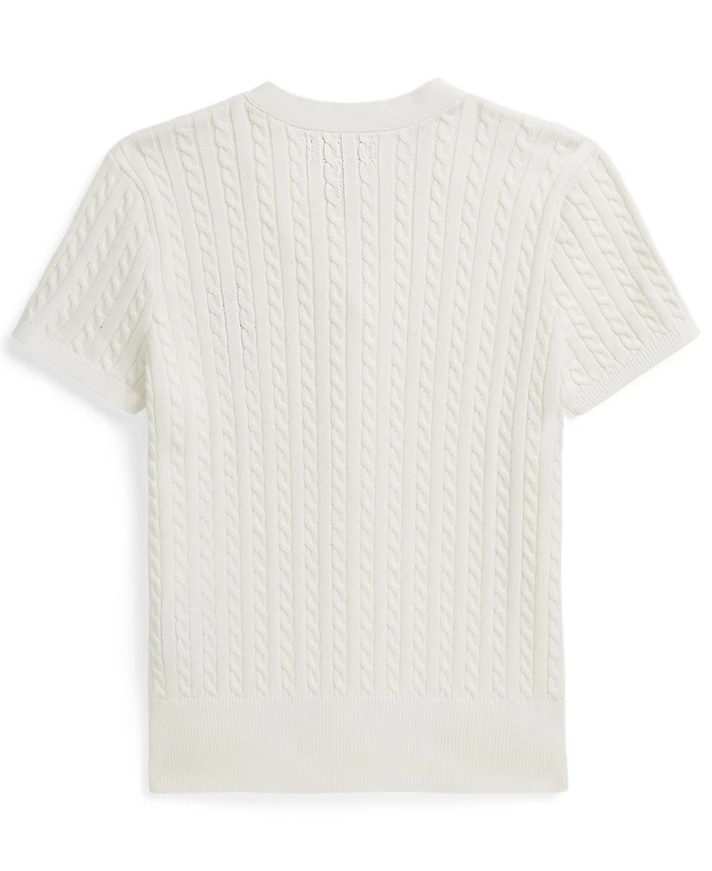 Polo Ralph Lauren Girls' 7-16 Bear Cable V-Neck Cardigan