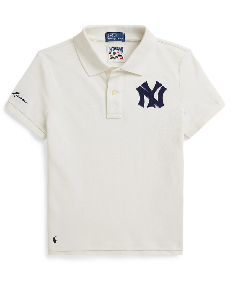 Polo Ralph Lauren Girls' 7-16 Two-Button Placket Yankees Shirt