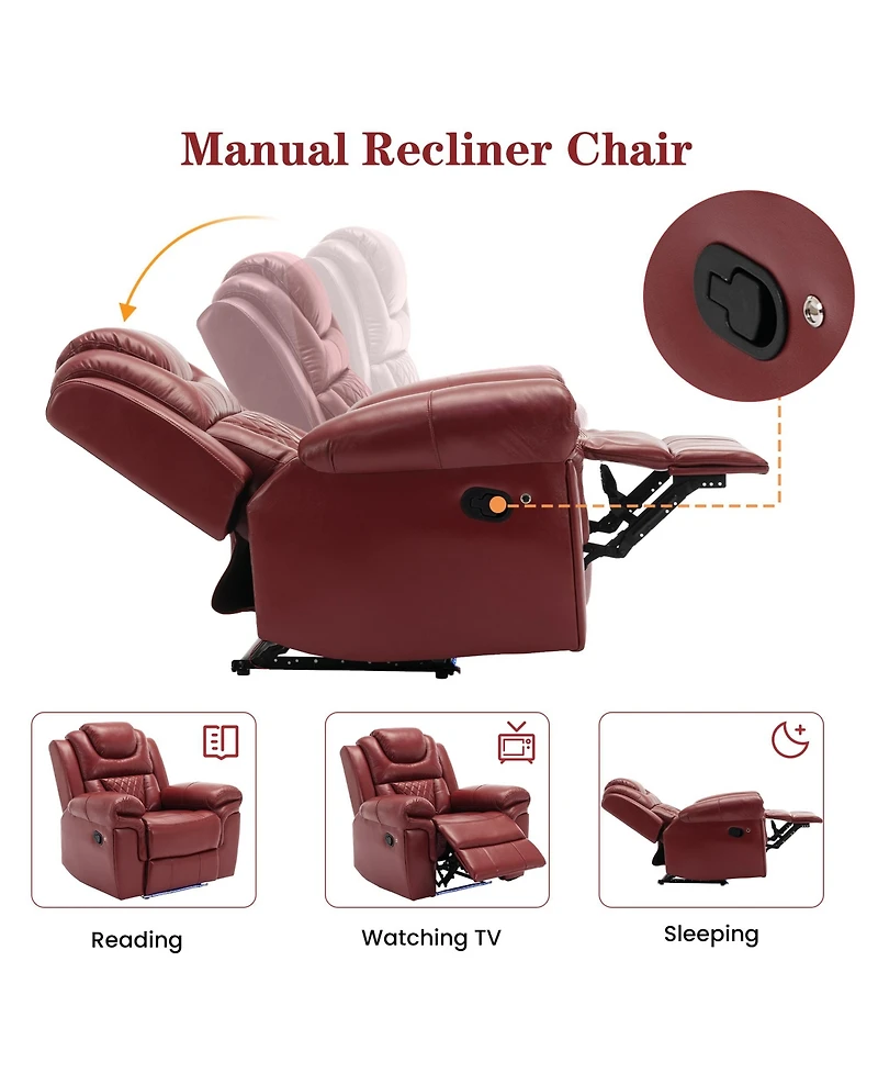 Boyel Living Pu Leather Power Recliner Home Theater Recliner with Cup Holder, Usb Port
