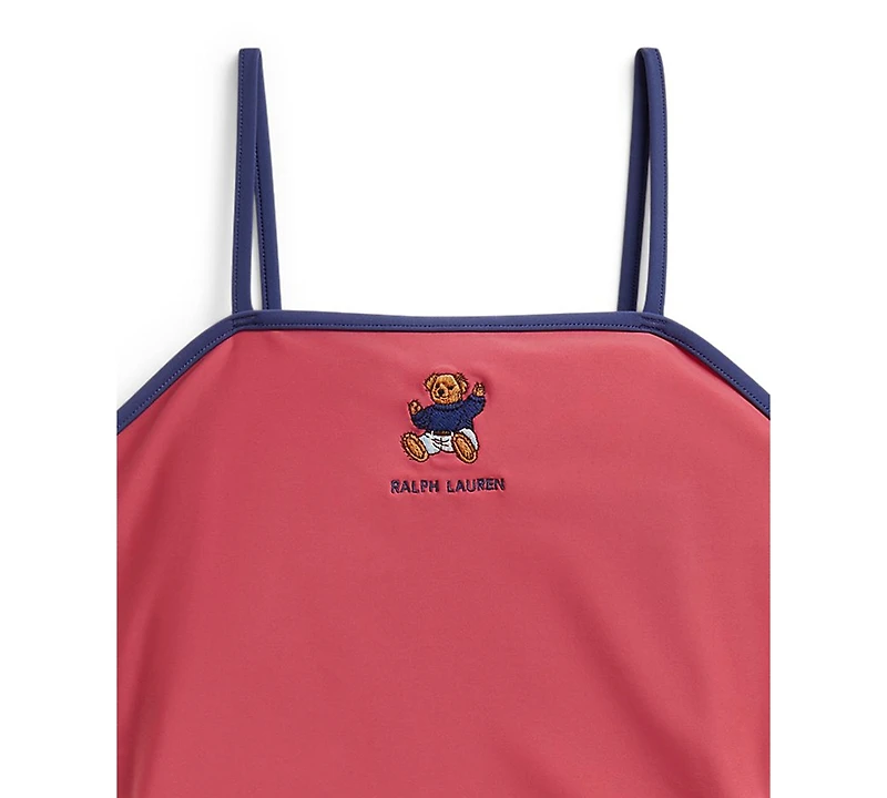 Polo Ralph Lauren Girls' 7-16 Bear Straight Neck One-Piece Swimsuit