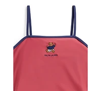 Polo Ralph Lauren Girls' 7-16 Bear Straight Neck One-Piece Swimsuit