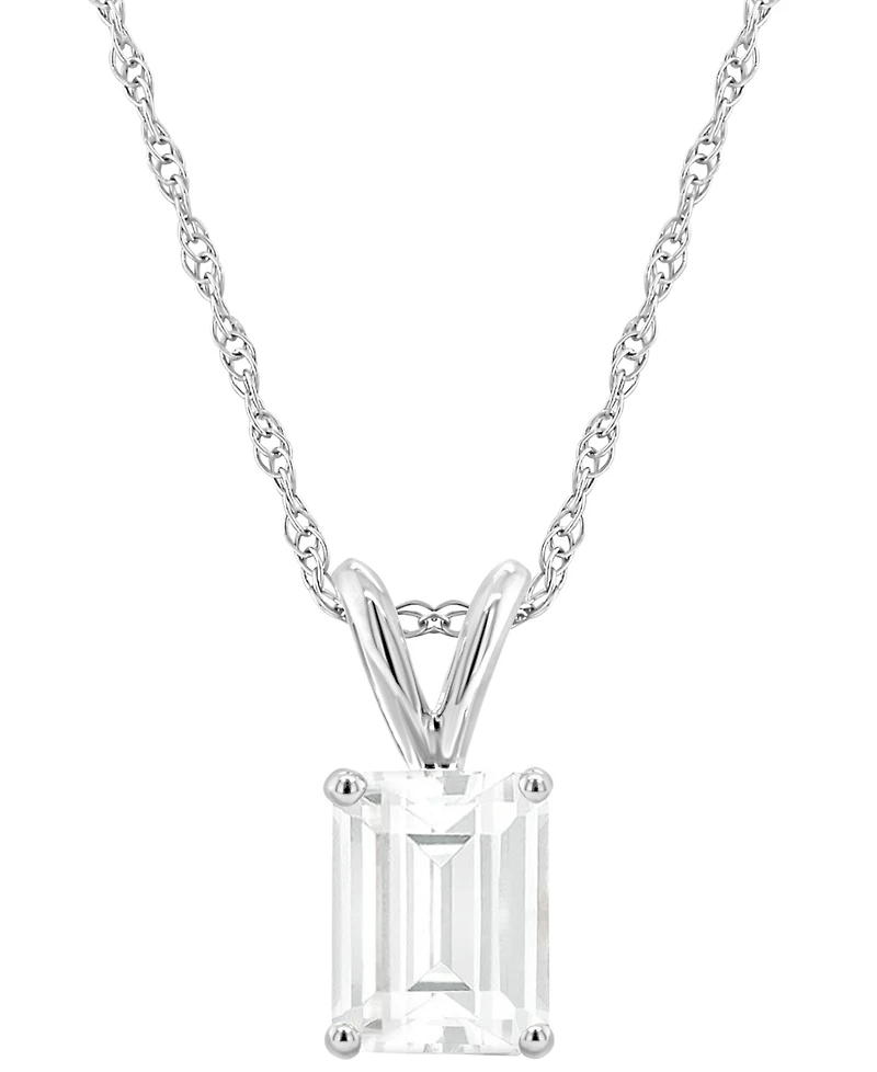 Macy's Moonstone (1-7/8 ct. t.w.) Pendant Necklace 14k White Gold (Also Available Topaz)