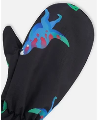 Deux par Deux Baby Boy Mid-Season Mittens in Polyester Dinosaur Print