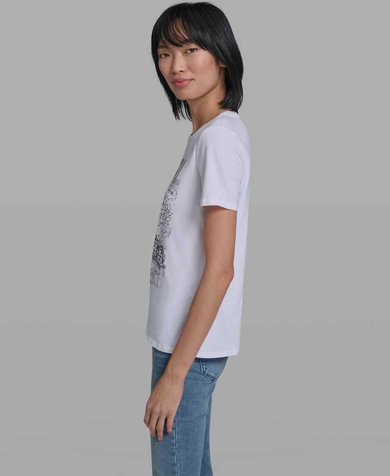 Karl Lagerfeld Paris Women's Crew Neck Short-Sleeve T-Shirt