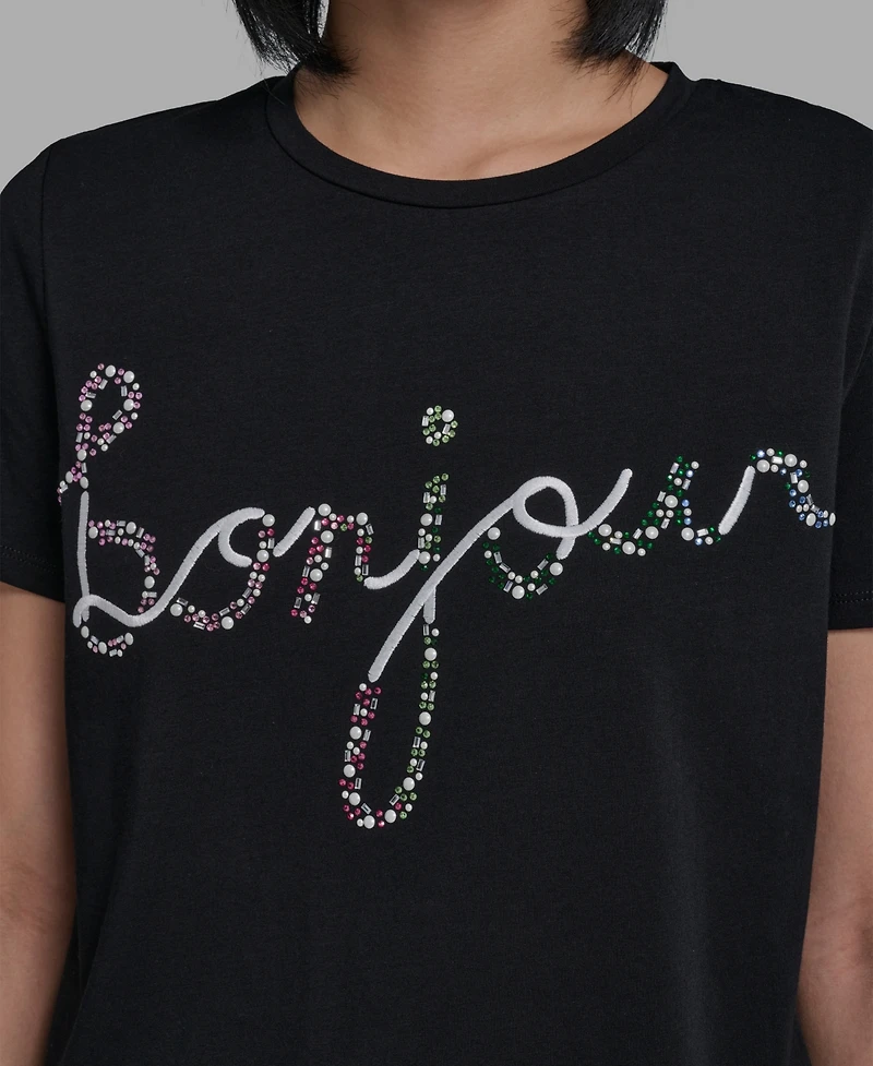 Karl Lagerfeld Paris Women's Crew Neck Sunglasses T-Shirt