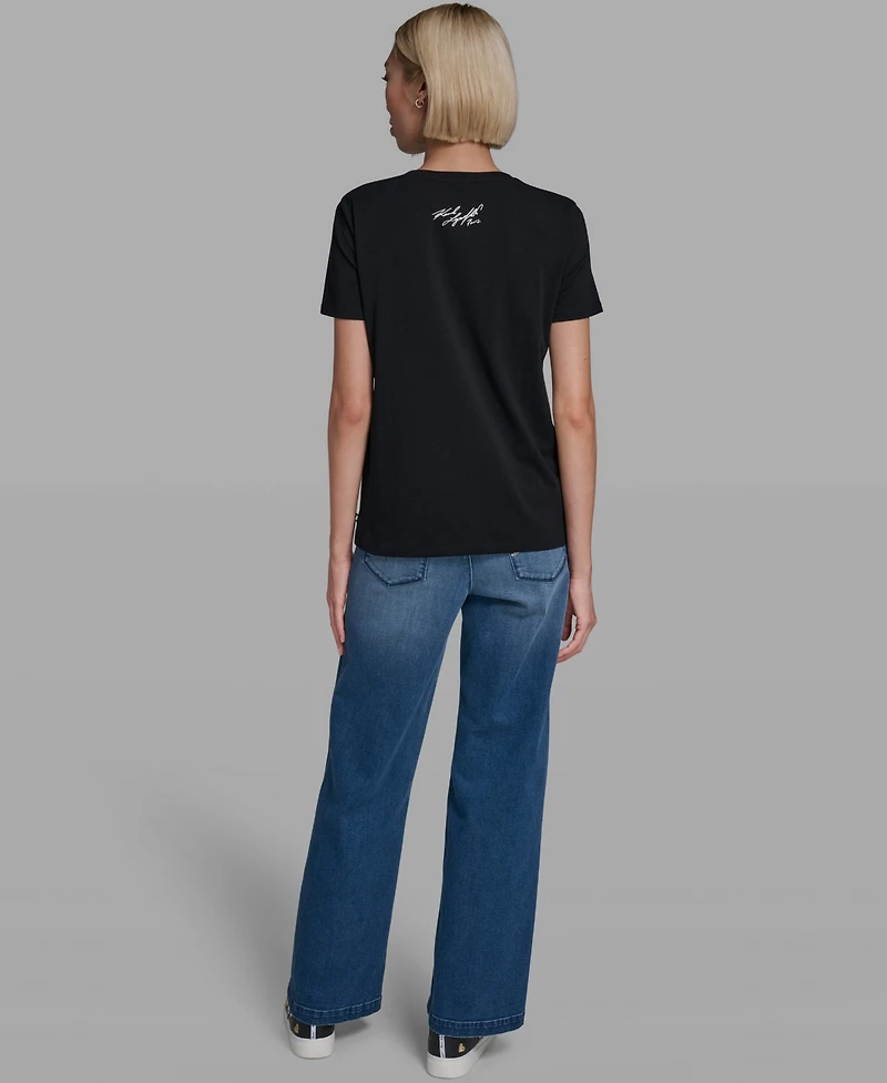 Karl Lagerfeld Paris Women's Crew Neck Short-Sleeve T-Shirt