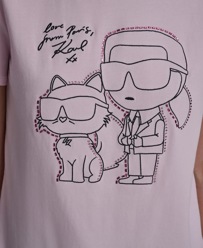 Karl Lagerfeld Paris Women's Crew Neck Short-Sleeve T-Shirt