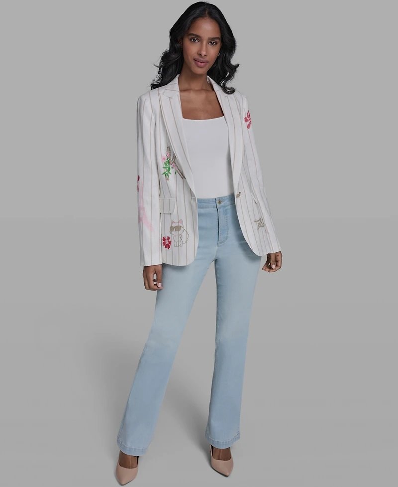 Karl Lagerfeld Paris Women's Stripe Collared Blazer