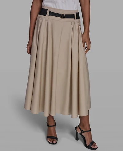 Karl Lagerfeld Paris Women's Belted Midi Skirt