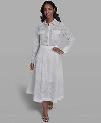 Karl Lagerfeld Paris Women's Collared Long-Sleeve Blouse