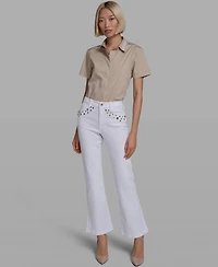 Karl Lagerfeld Paris Women's Mid Rise Straight Jeans