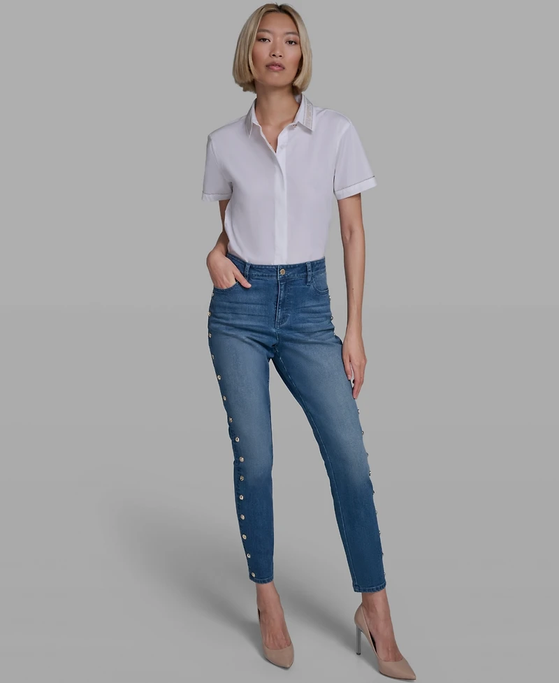 Karl Lagerfeld Paris Women's Mid Rise Straight Jeans