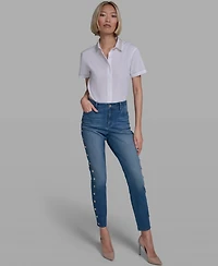 Karl Lagerfeld Paris Women's Mid Rise Straight Jeans