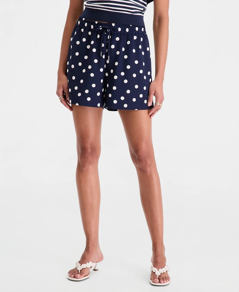 On 34th Women's High-Rise Drawstring Dot-Print Shorts, Macy's Exclusive