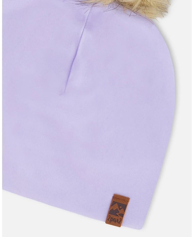 Deux par Girl Stretch Jersey Hat Purple with Pompom