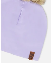 Deux par Girl Stretch Jersey Hat Purple with Pompom