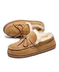 Pazstor Women's Shearling and Suede Moccasin Slippers Spring