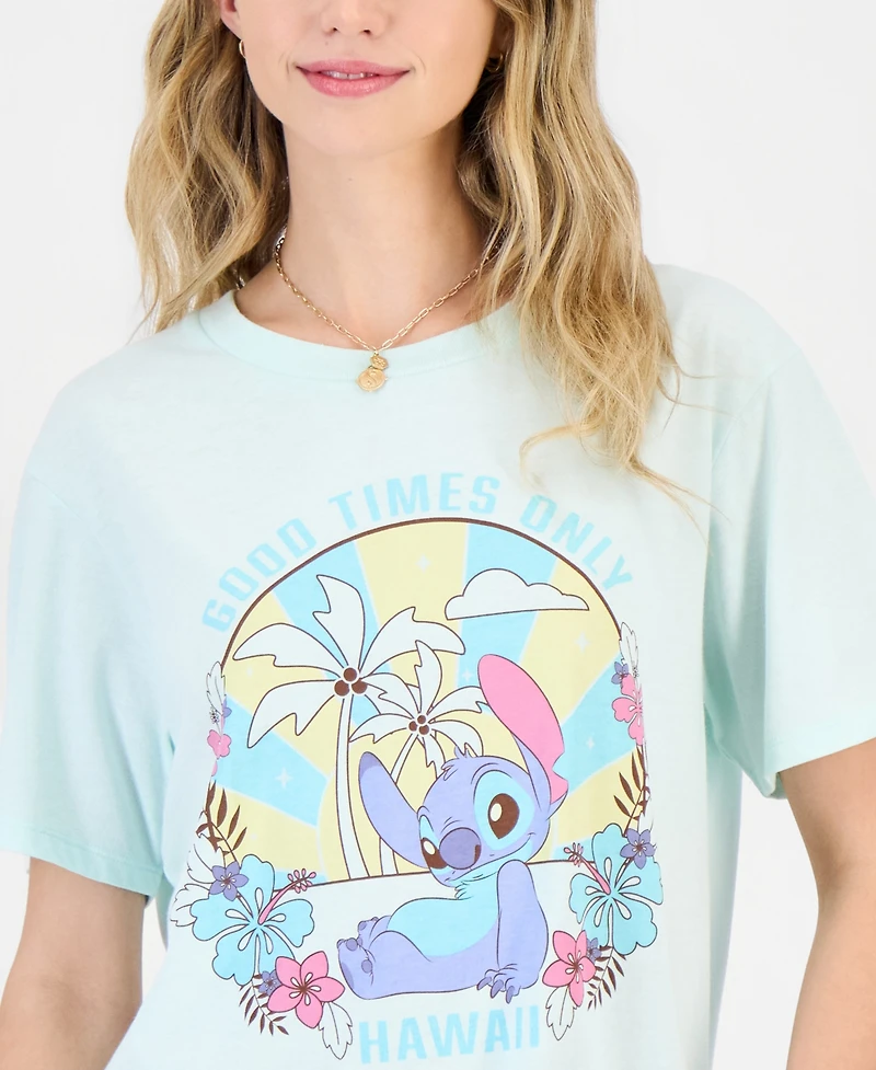 Love Tribe Juniors' Stitch Hawaii Graphic Crewneck T-Shirt