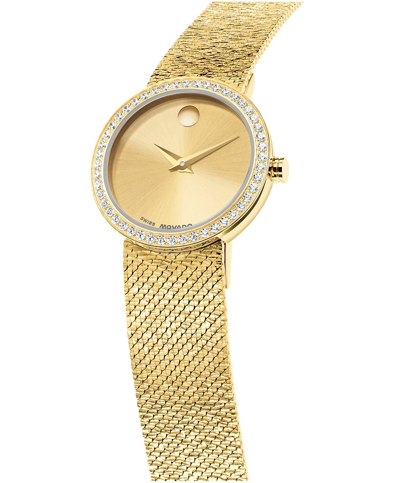 Movado Women's Museum Velura Lab Grown Diamond Swiss Quartz Light Yellow Pvd Steel Watch, 25mm