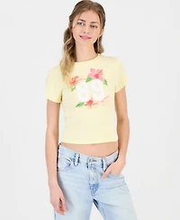 Self Esteem Juniors' 89 Hibiscus Graphic Crewneck Cotton T-Shirt