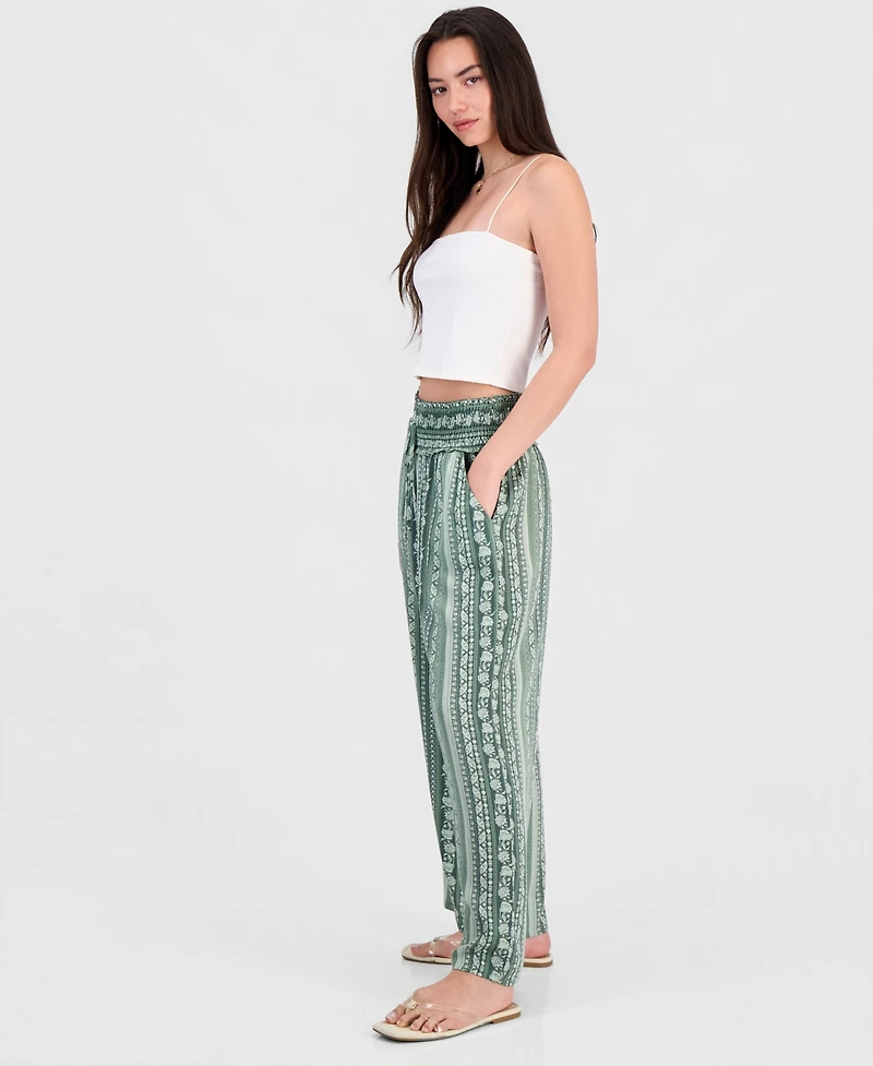 Kingston Grey Juniors' Printed Wide-Leg Cropped Pants