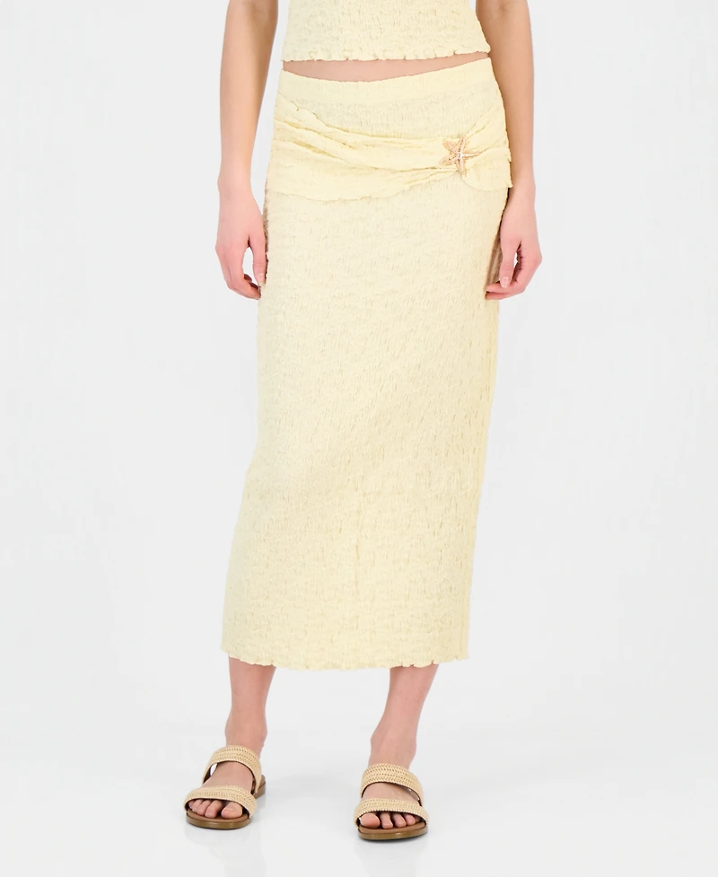 Madden Girl Juniors' Pucker-Knit Starfish Midi Skirt