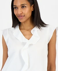 Tahari Asl Women's Ruffle-Trim Cap-Sleeve Blouse