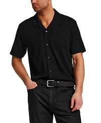 Vintage & Black Men's Short-Sleeve Seersucker Coatfront Knit Shirt