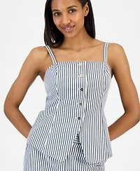 Tahari Asl Women's Striped Button-Front Sleeveless Top