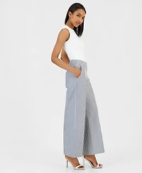 Tahari Asl Women's Seersucker Stripe Wide-Leg Pants