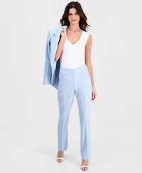 Tahari Asl Women's Twill Flat-Front Straight-Leg Pants