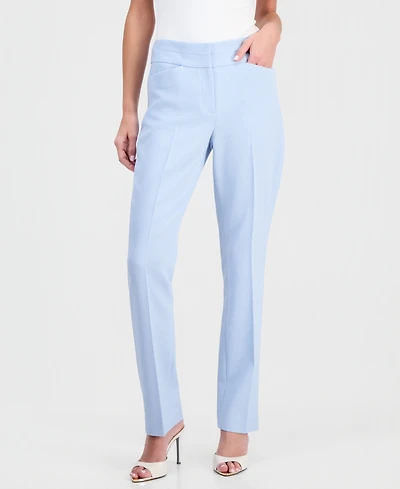 Tahari Asl Women's Twill Flat-Front Straight-Leg Pants