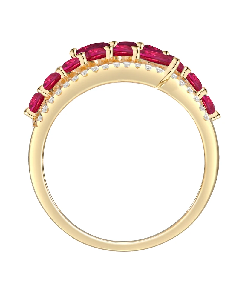 Macy's Lab-Grown Ruby (1-1/8 ct. t.w.) & White Sapphire (1/3 Ring 14k Gold Over Sterling Silver