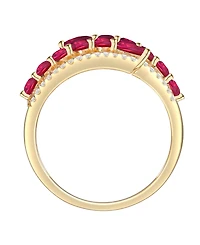 Macy's Lab-Grown Ruby (1-1/8 ct. t.w.) & White Sapphire (1/3 Ring 14k Gold Over Sterling Silver