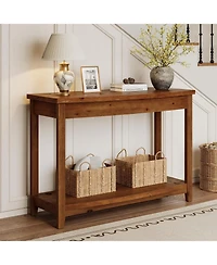 Tribesigns Solid Wood Console Table, 41.3" Farmhouse Entryway Table with Storage Shelf, Vintage