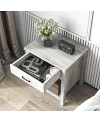 gaomon Nightstand Beside End Table for Bedroom, Modern Wood Side Table with Drawer and Storage Shelf, Night Stands