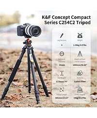K&F Concept A254C4 4-Section Carbon Fiber Travel Tripod/Monopod with Ball Head