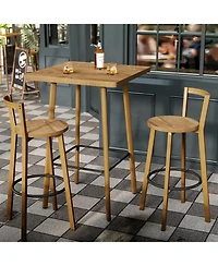 Tribesigns Bar Set, Bar Table and Chairs, 39.4" H Square Bistro Pub Table with 2 Chairs, Bar Height Table with Footrest, Small Cocktail Tables