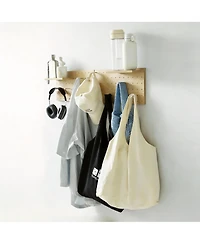 Yigii Oak Wood Pegboard Set with Shelves and Hooks for Creative Storage