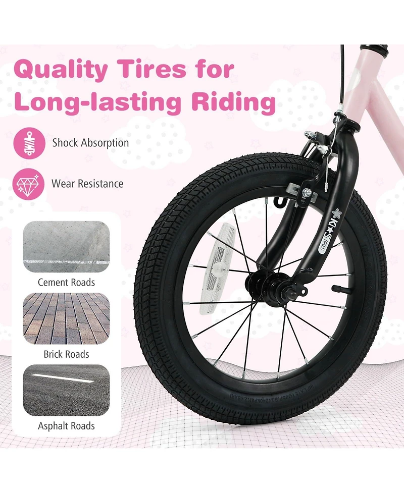 Kids Bike for 3-7 Years Old Boys and Girls 14 Inch Children Bicycle-Pink 14 Inch