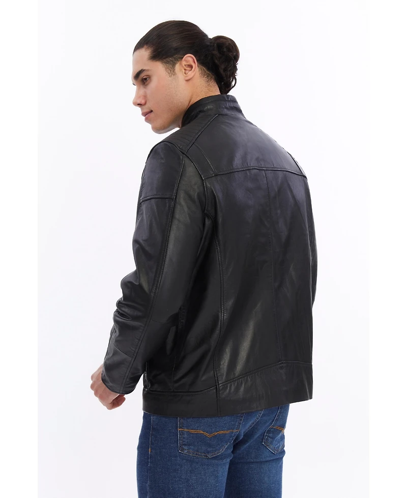 Furniq Uk Men's Motorcyle Style Leather Jacket