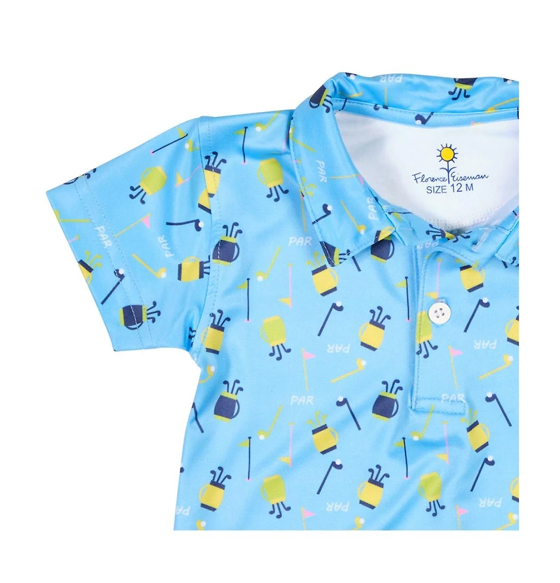 Florence Eiseman Baby Boy Golf Print Performance Knit Shortall