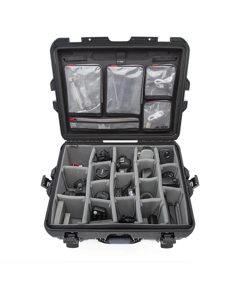 Nanuk 945 Waterproof Hard Case with 5-Pocket Lid Organizer and Padded Divider for Camera, Black